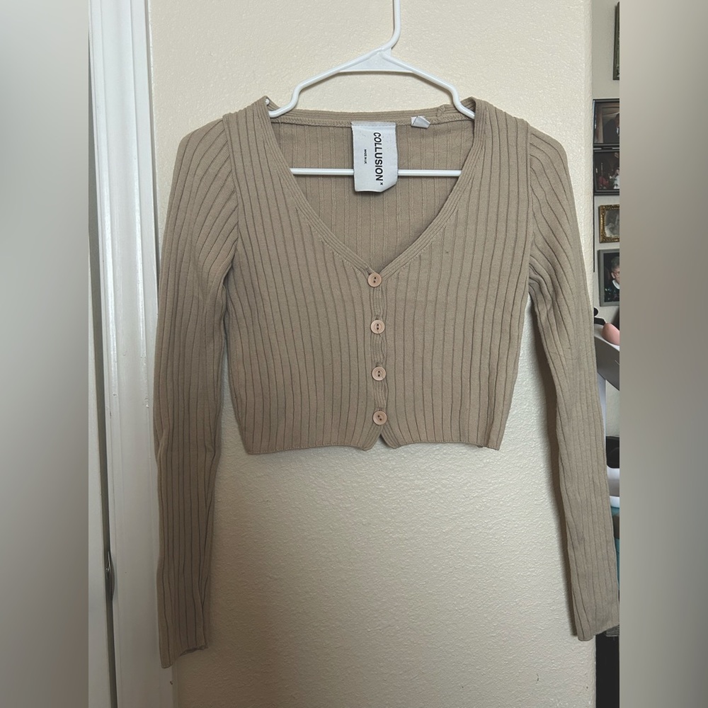 Collusion Women’s Tan and Khaki Cardigan